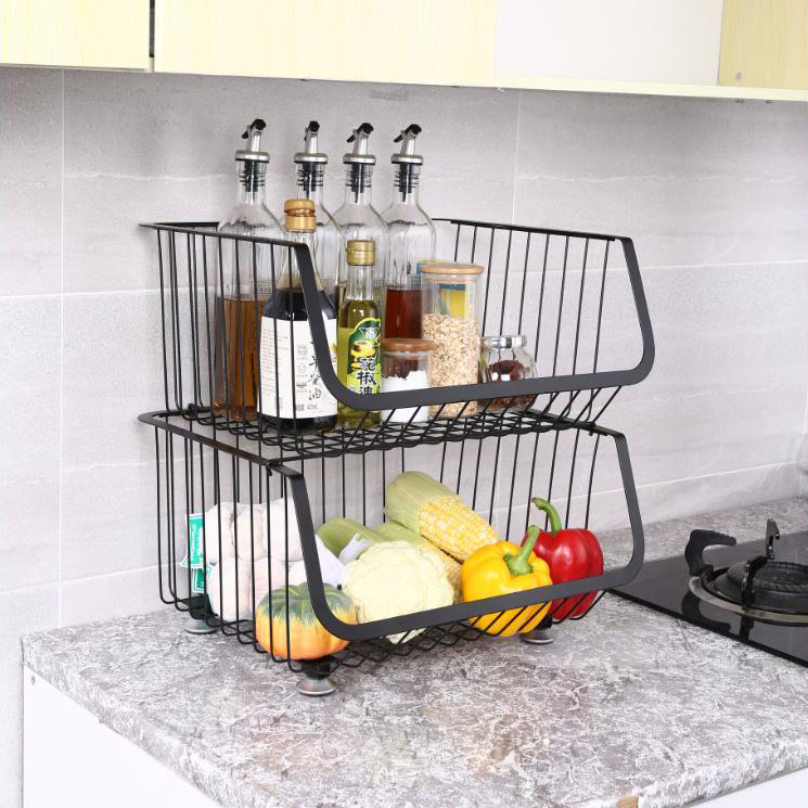 Keranjang penyimpanan stainless steel multifungsi di dapur